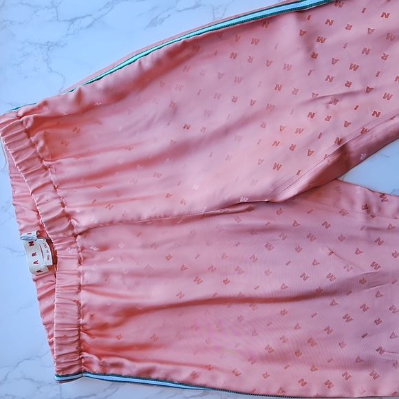 Marni Coral Satin Stripe Track Pants 42 Italy/ 6 US NWT - Picture 2 of 12